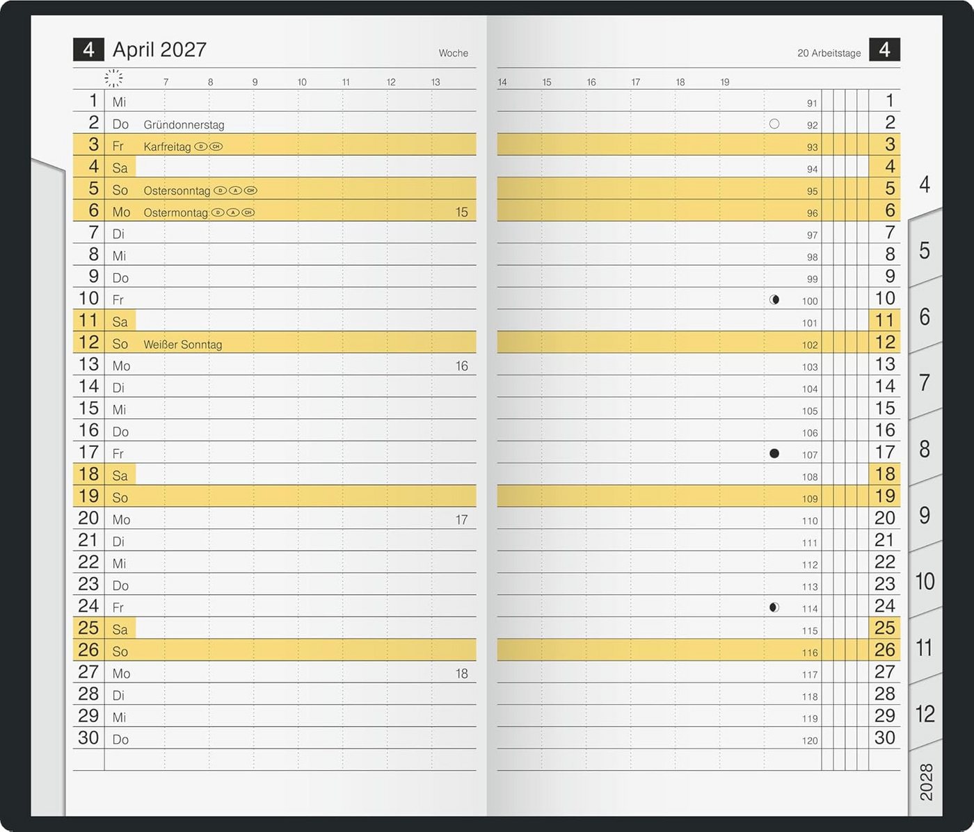RIDO Buchkalender rido/idé Taschenkalender M-Planer 2027 A6, Kunststoff, schwarz Bild 4