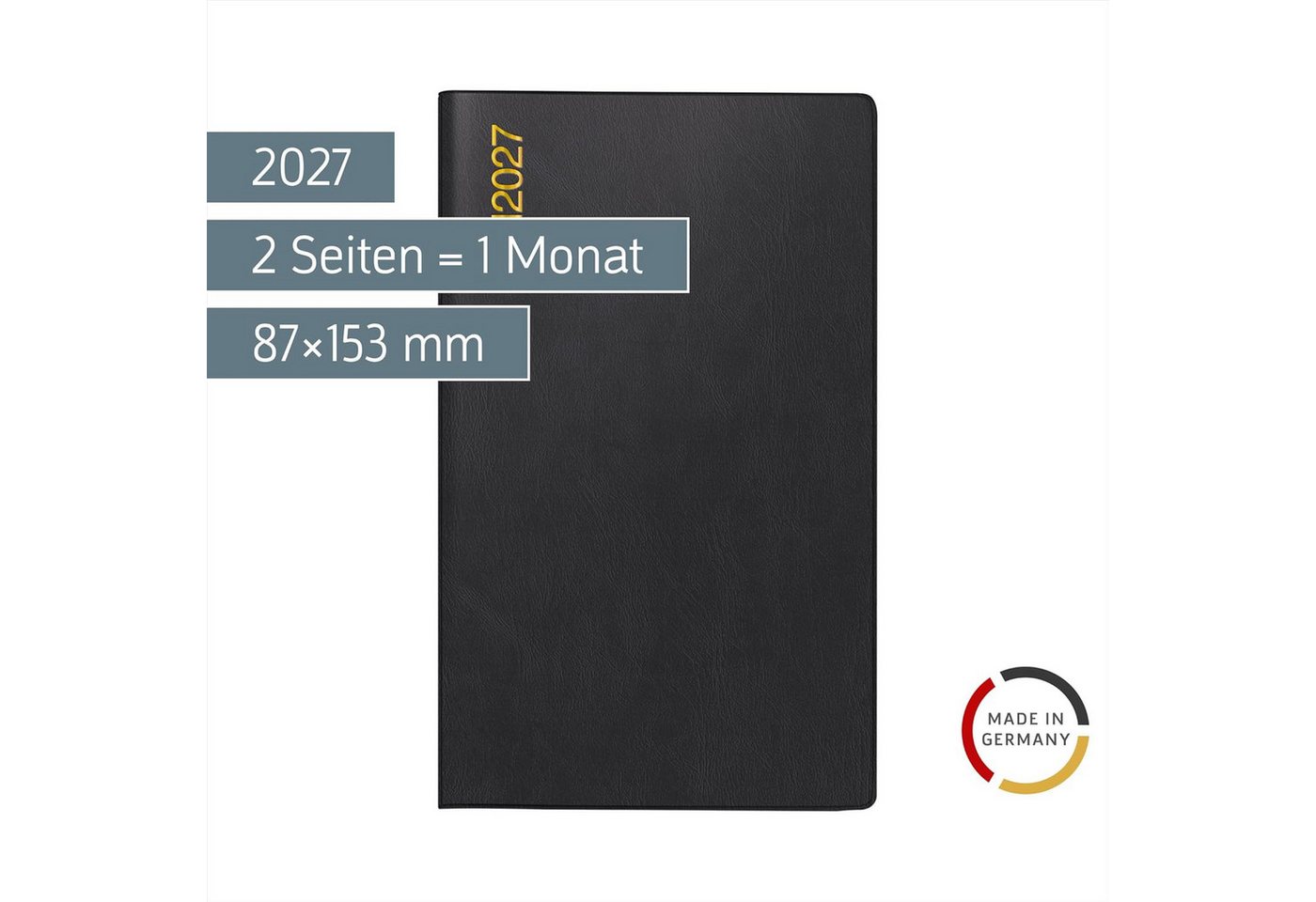 RIDO Buchkalender rido/idé Taschenkalender M-Planer 2027 A6, Kunststoff, schwarz Bild 5