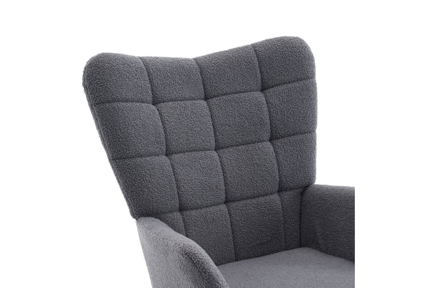 STILVORA Schaukelstuhl Schaukelsessel wohnzimmer Relaxsessel mit Fußstütze,grau (Sherpa-Fleece & hoher Rückenlehne), für Wohnzimmer, Schlafzimmer, Leseecke und Ruhebereiche