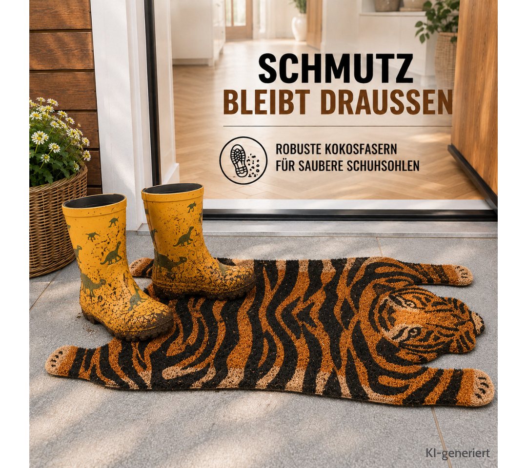 Topanbieter999 Fußmatte Türmatte Tierform Design rutschfest, Tiger