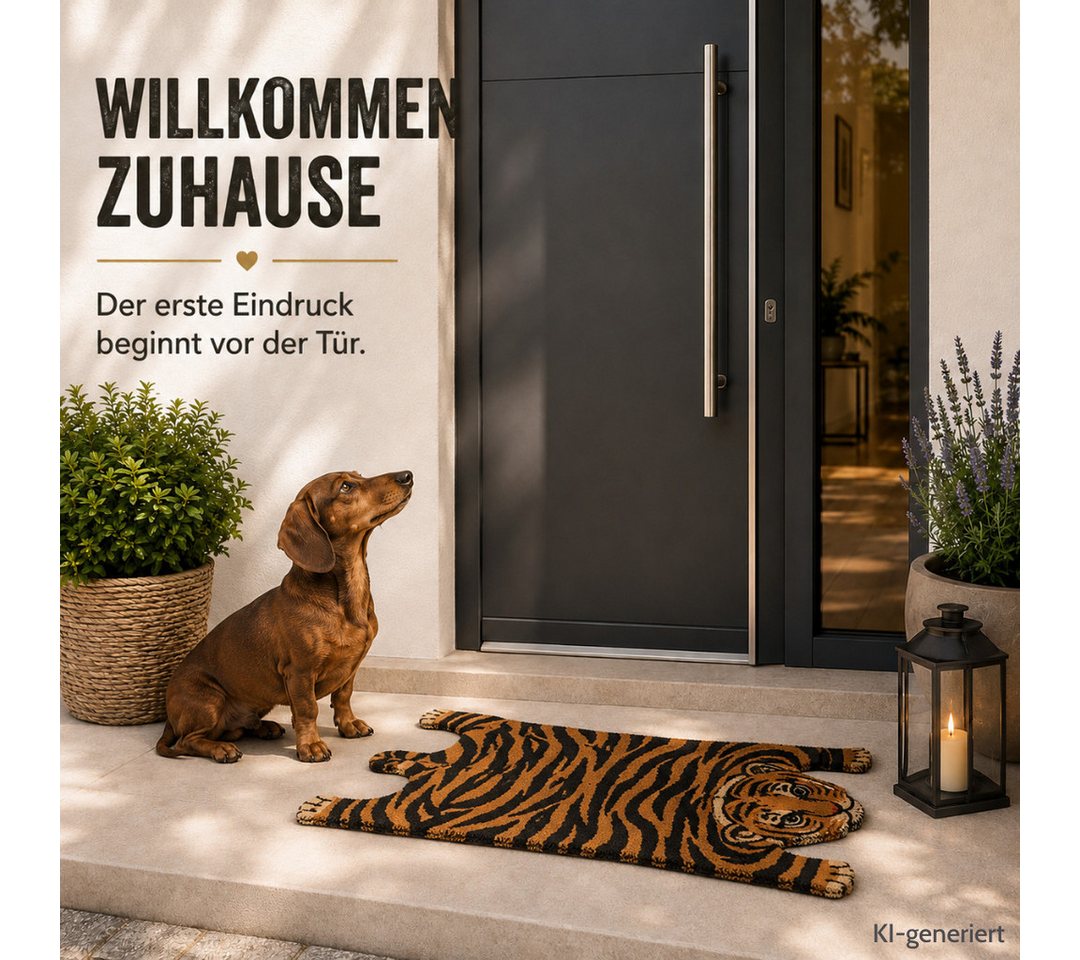 Topanbieter999 Fußmatte Türmatte Tierform Design rutschfest, Tiger Bild 2