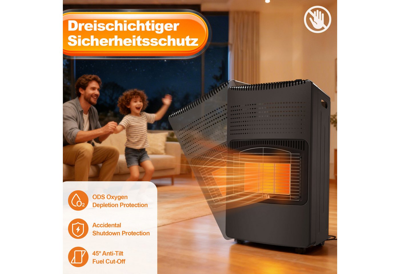 FIVMEN Heizgerät 4200W Gasheizung für Innenräume Druckregeler Gasheizer, Gasheizgerät Keramik Gasofen Gasstrahler