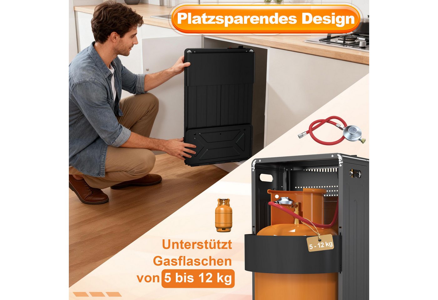 FIVMEN Heizgerät 4200W Gasheizung für Innenräume Druckregeler Gasheizer, Gasheizgerät Keramik Gasofen Gasstrahler Bild 4