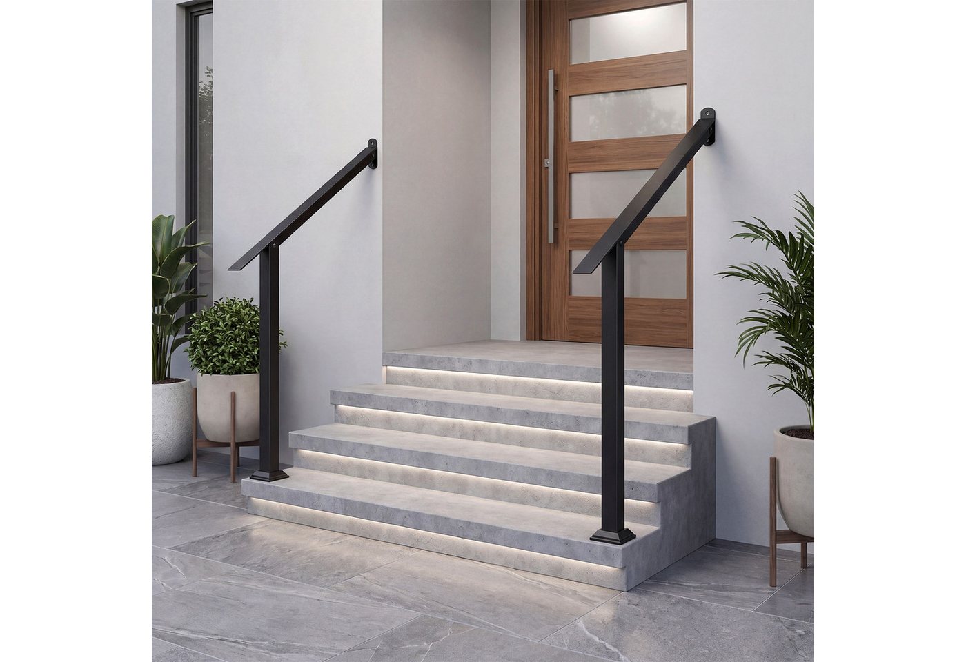 COSTWAY Treppengeländer, 99 cm Länge, 74 cm Höhe, Winkelverstellbarer Treppenhandlauf für 3 Stufen