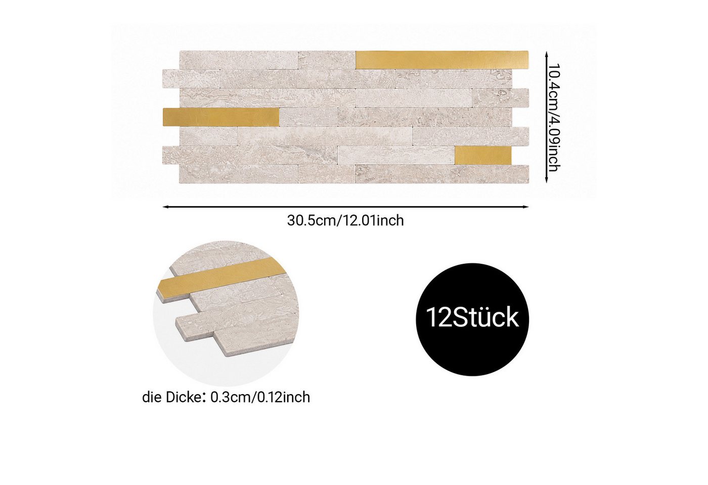 Youyijia 3D Wandpaneel 12pcs Selbstklebende Wandfliesen, 3D-Marmor-Mosaik-Wandpaneele Bild 5