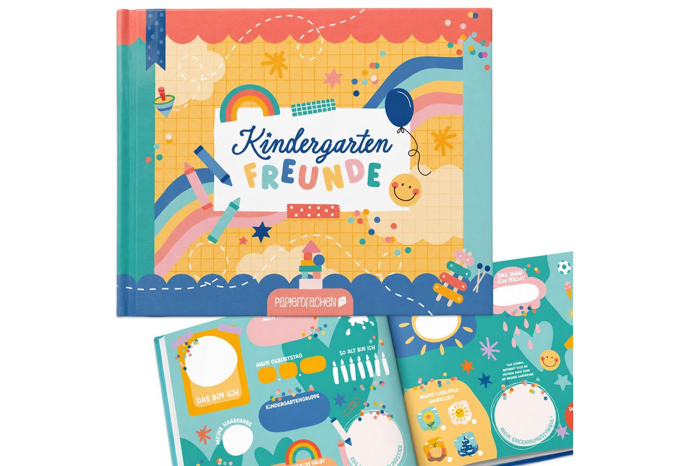 PAPIERDRACHEN Tagebuch Freundebuch für die Kitazeit – Bunt Bild 4