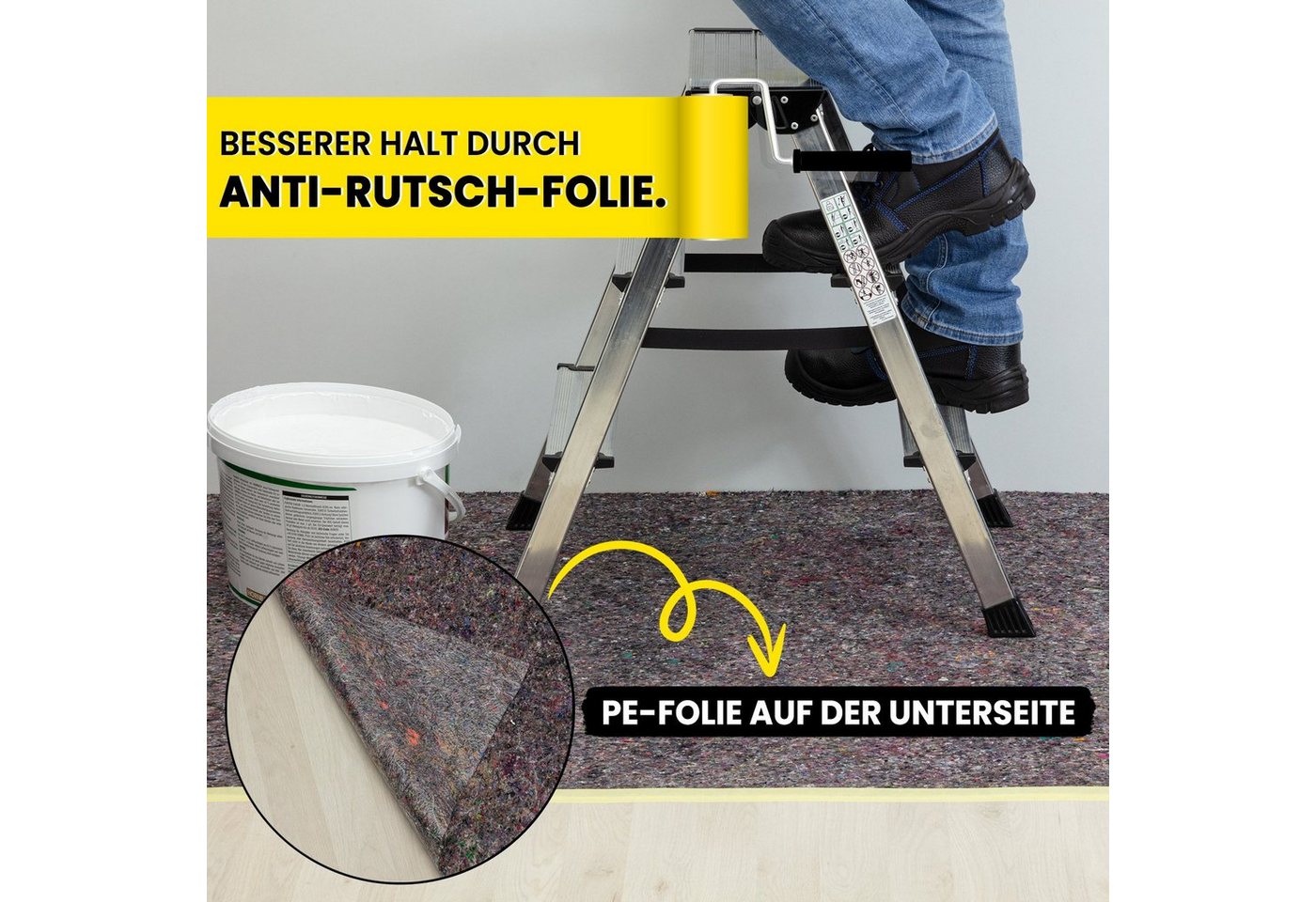 KK Verpackungen Abdeckfolie, Malervlies Abdeckvlies Grau 1 m x 5 m PE-Folie 180 g/m² Bild 3
