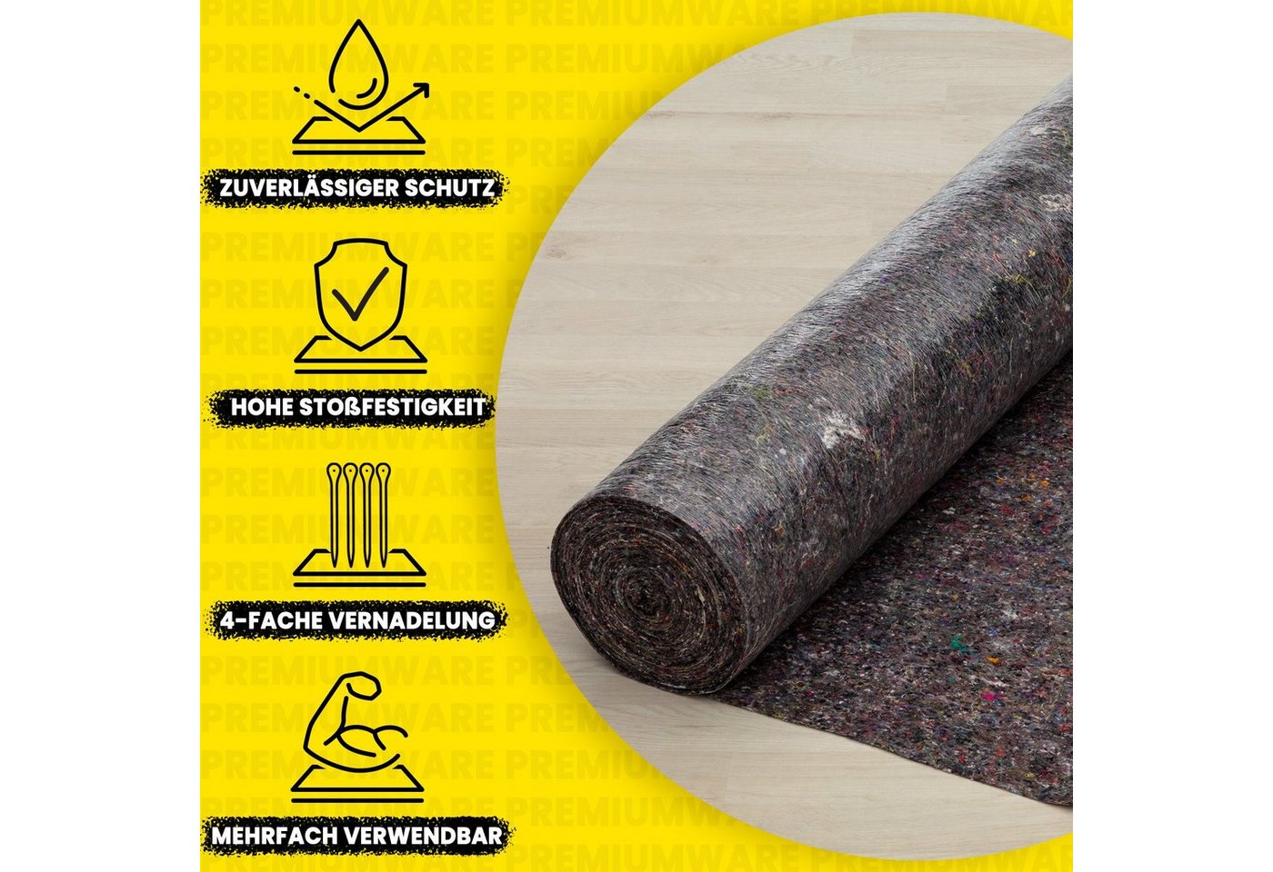 KK Verpackungen Abdeckfolie, Malervlies Abdeckvlies Grau 1 m x 5 m PE-Folie 180 g/m² Bild 4