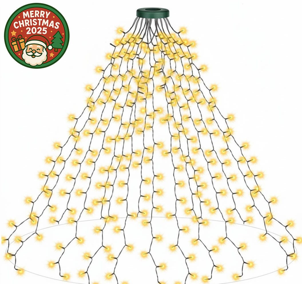 MERRY 2026 LED-Lichterkette Weihnachtsbaum,8 Modi & Timer,LED Weihnachtsbeleuchtung Warmweiß, Memory, 2700K Christbaumbeleuchtung für Weihnachtsdeko