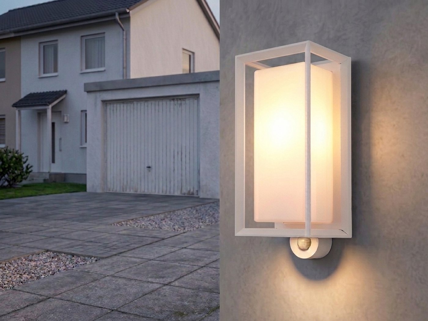 GLOBO LIGHTING LED Außen-Wandleuchte aus Aluminium in Weiß, Höhe 28cm, Bewegungsmelder, LED wechselbar, warmweiß, Außenleuchte-n mit Bewegungssensor Außen-beleuchtung Hauswand Einfahrt Bild 4