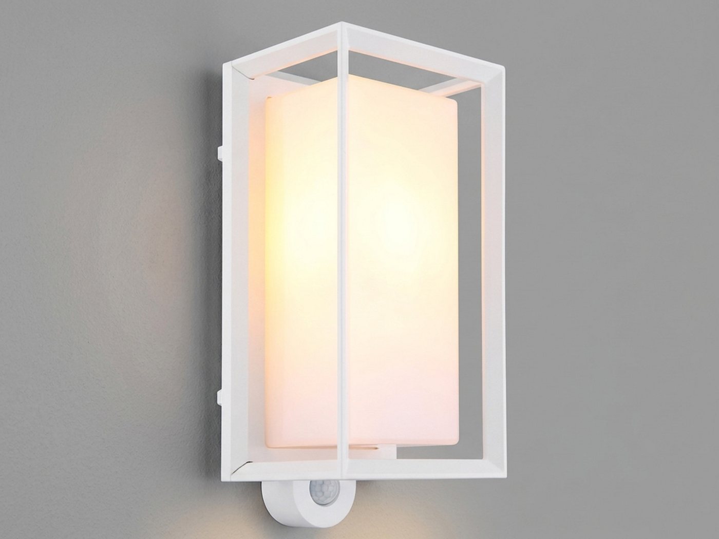 GLOBO LIGHTING LED Außen-Wandleuchte aus Aluminium in Weiß, Höhe 28cm, Bewegungsmelder, LED wechselbar, warmweiß, Außenleuchte-n mit Bewegungssensor Außen-beleuchtung Hauswand Einfahrt Bild 5