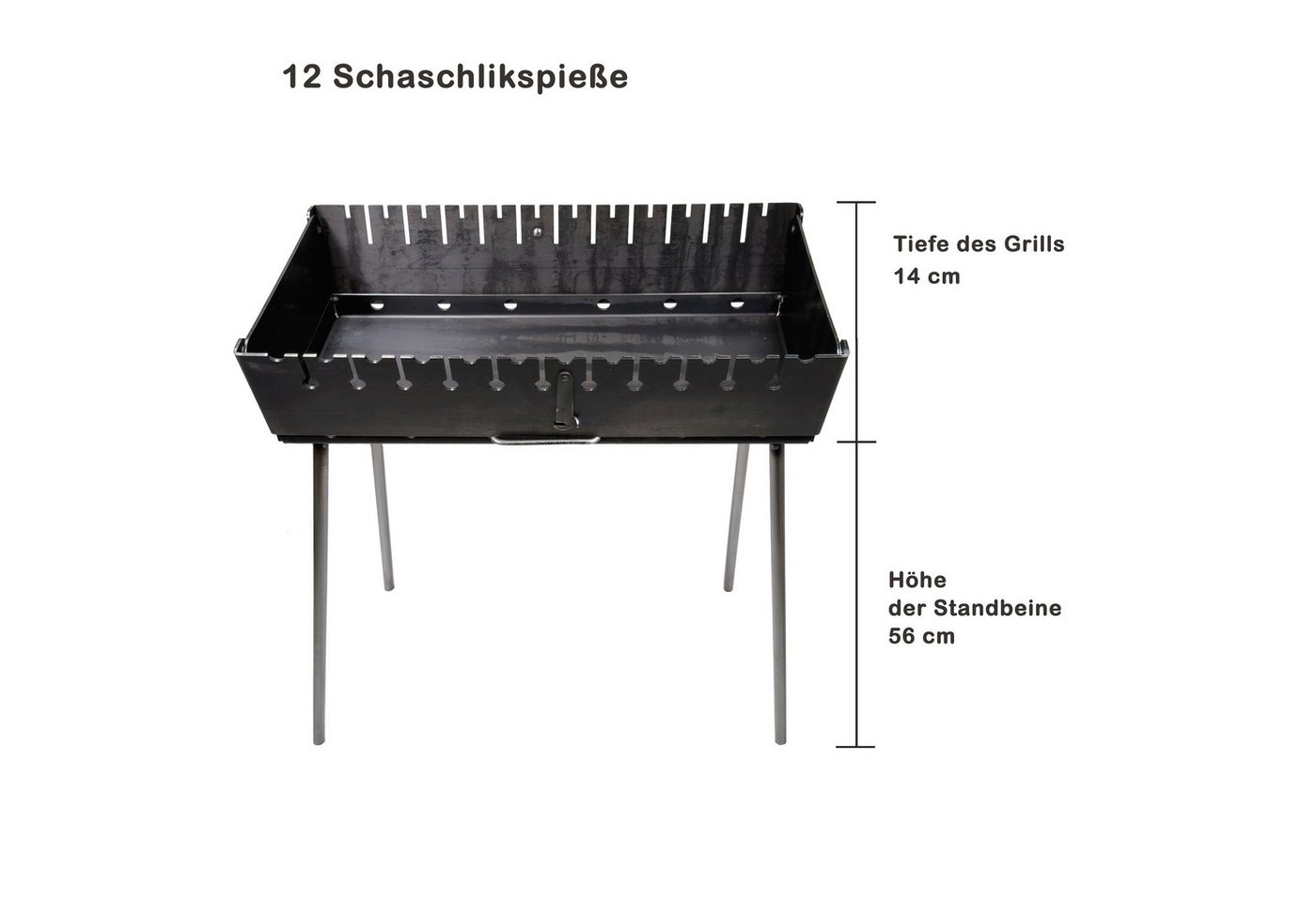 GOROCH Holzkohlegrill Mangal Grill Set Stahl 3 mm für 12 Spieße mit 8
