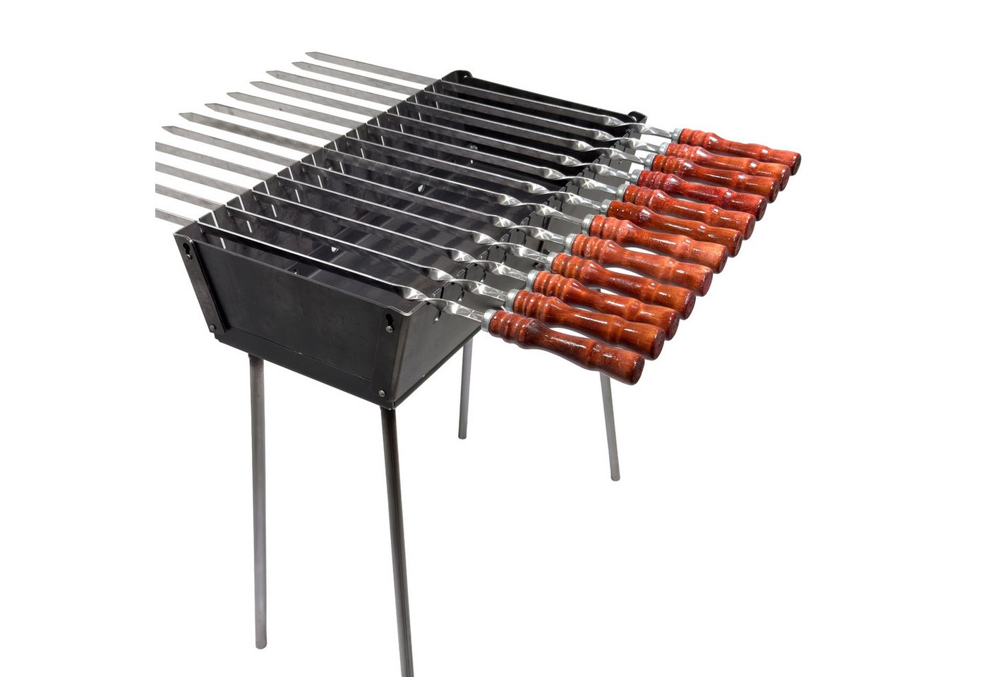 GOROCH Holzkohlegrill Mangal Grill Set Stahl 3 mm für 12 Spieße mit 8 Bild 4