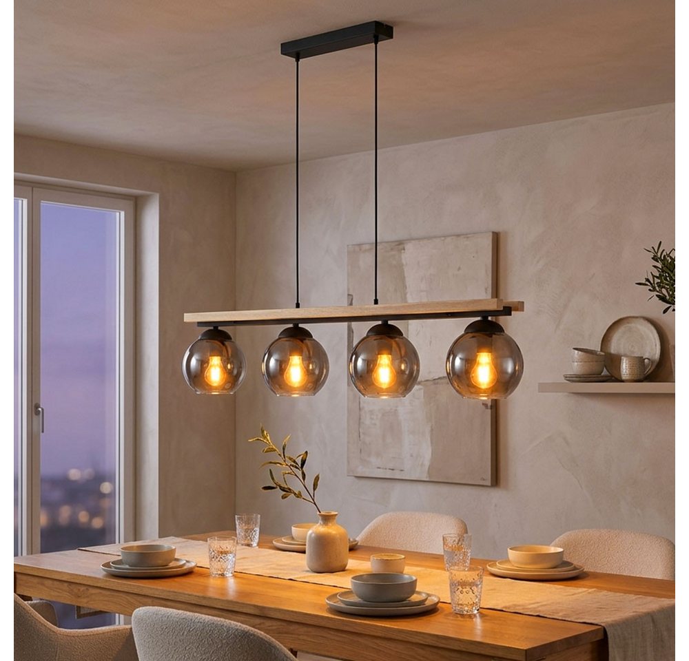 GLOBO LIGHTING Pendelleuchte, Leuchtmittel nicht inklusive, Pendelleuchte Hängelampe Holzoptik Esszimmerleuchte Bild 2