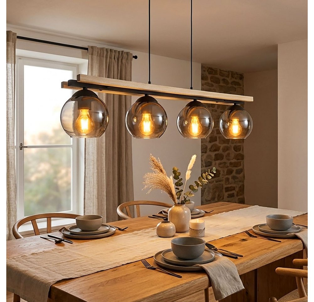 GLOBO LIGHTING Pendelleuchte, Leuchtmittel nicht inklusive, Pendelleuchte Hängelampe Holzoptik Esszimmerleuchte Bild 5