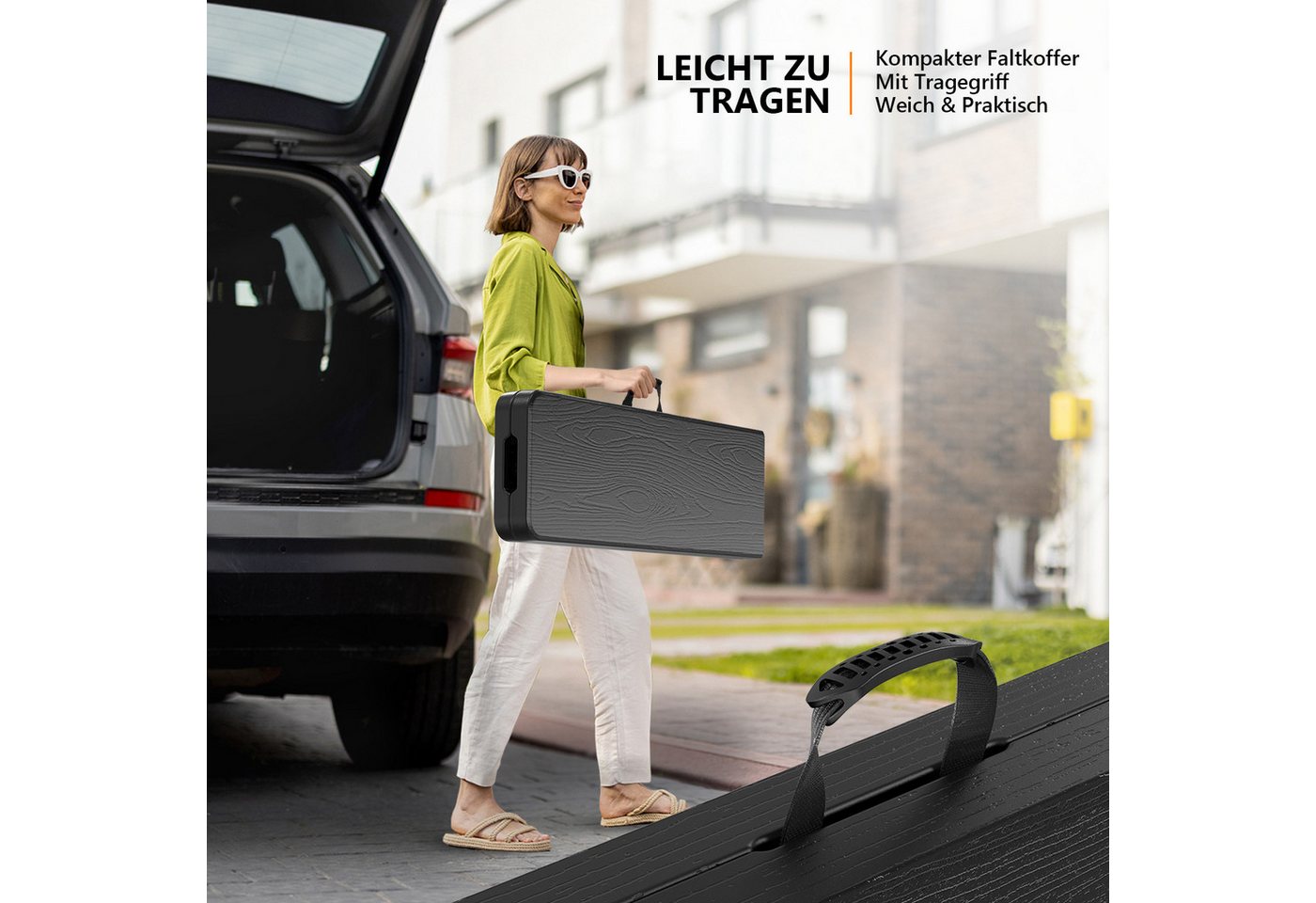 VINGLI Gartenbank Wetterfest aus Kunststoff, Klappbank, Sitzbank Flur, Bierbank (2-St), 182 x 28 x 43 cm, ideal für Garten, Camping & Outdoor