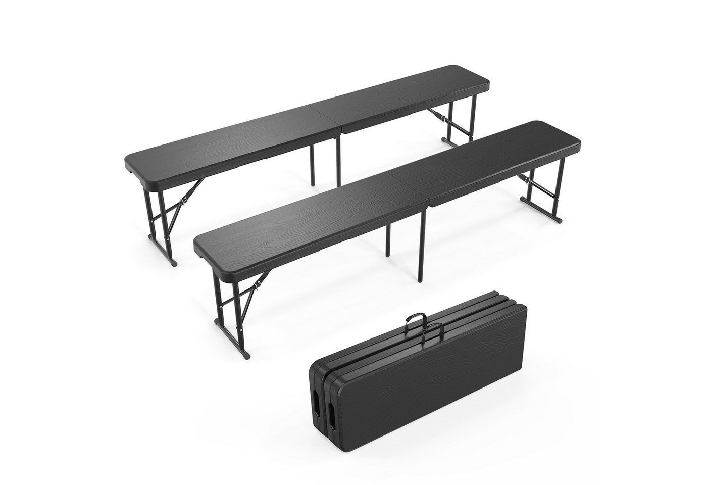 VINGLI Gartenbank Wetterfest aus Kunststoff, Klappbank, Sitzbank Flur, Bierbank (2-St), 182 x 28 x 43 cm, ideal für Garten, Camping & Outdoor Bild 2