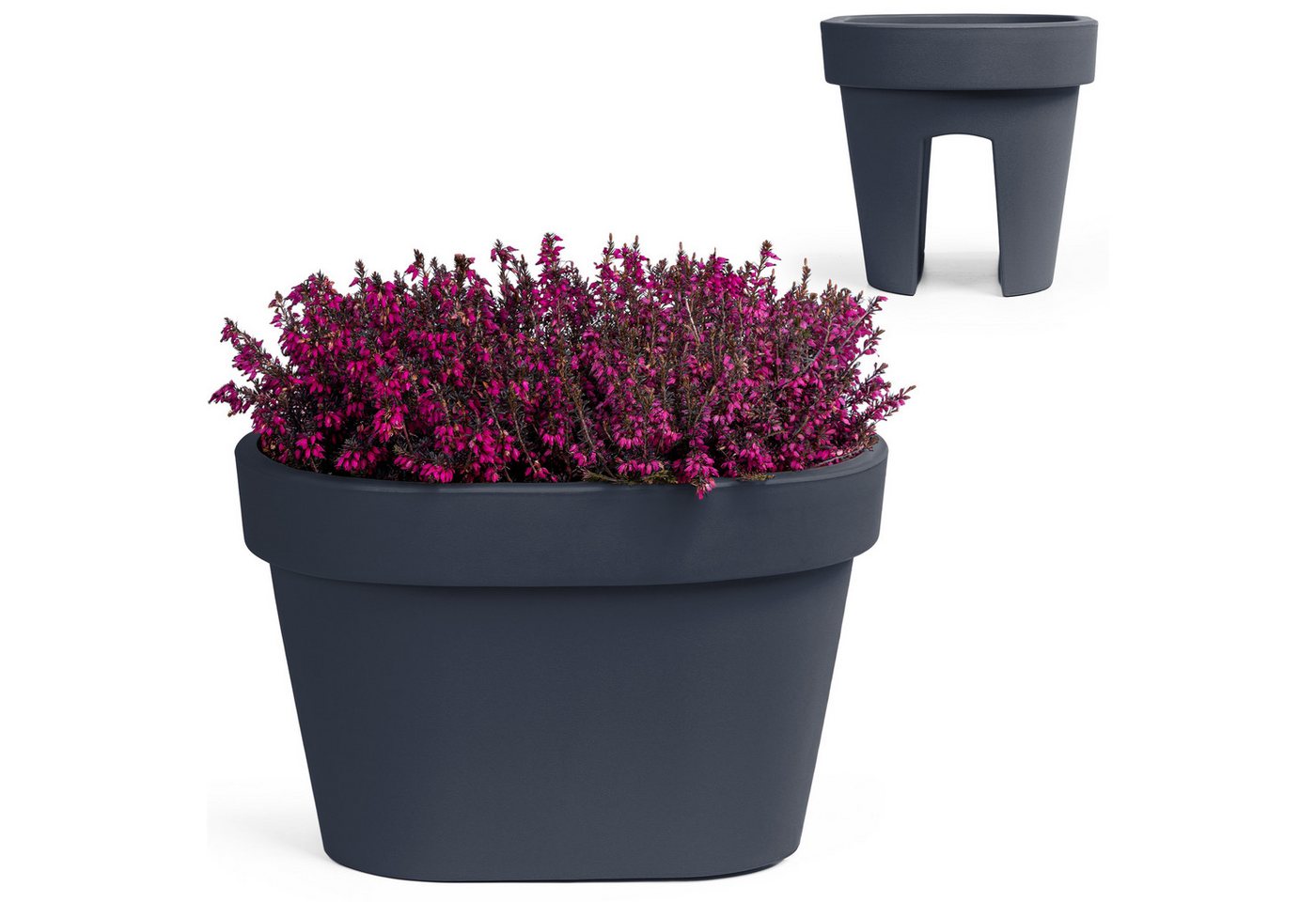 KONZEPT Blumenkasten für Balkongeländer, Geprägtem Rand, 12,3 L, Leicht, Rostbeständig, UV-beständig, Verrottungsbeständig, 40 x 27 cm Bild 2