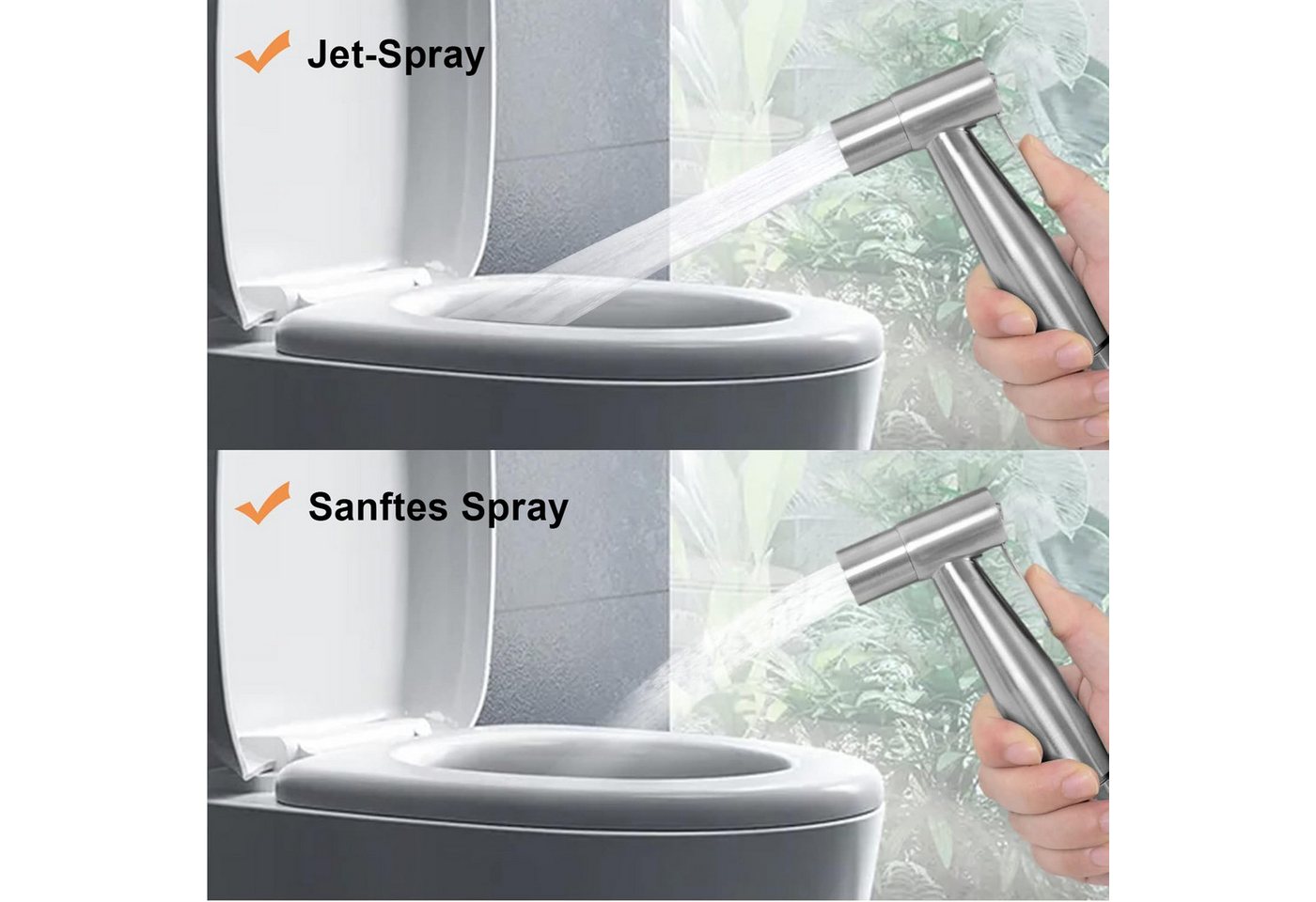 Fyrove Bidetarmatur Bidet Set - WC Brause für Intimdusche (Set, Brause mit Brauseschlauch, Halterung, 2 Dichtungen und Montagematerial, Handbrause, Schlauch, Halter rostfreier Edelstahl - inkl. 2 Dichtungen) Bild 5