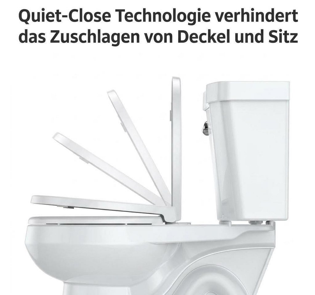 GarveeMore Flachspül-WC 17 Zoll runder Toilettensitz 41,4×36,1cm Weiß, Soft‑Close, Schnell‑Release, rutschfest für Standard‑Toiletten Bild 3