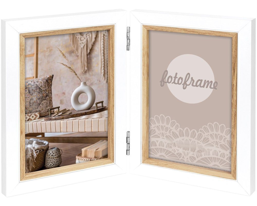 matches21 HOME & HOBBY Bilderrahmen Klapprahmen Holz Bilderrahmen rechteckig weiss, braun für 13x18 cm, Wand-Deko Fotorahmen im Hochformat zum Stellen Bild 4