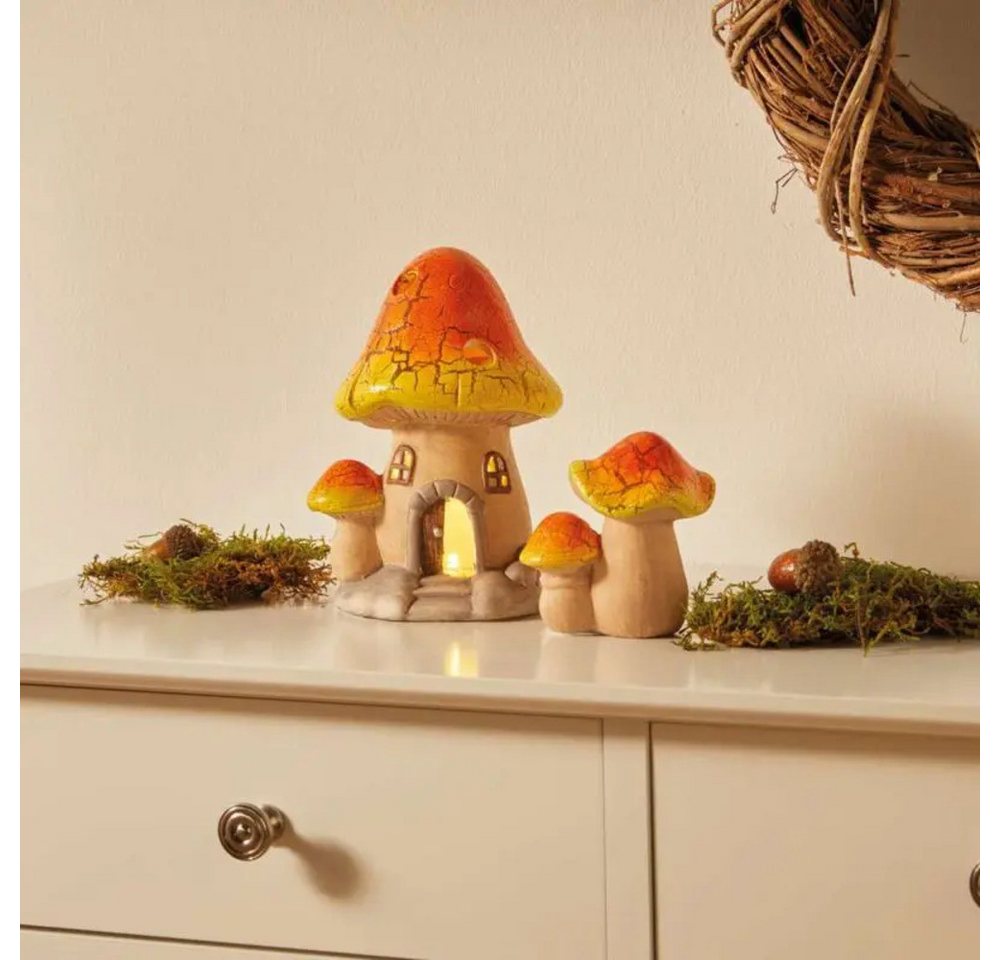 Home-trends24.de LED Dekofigur Pilz Haus LED Objekt Herbst Deko 2er-Set Bild 3