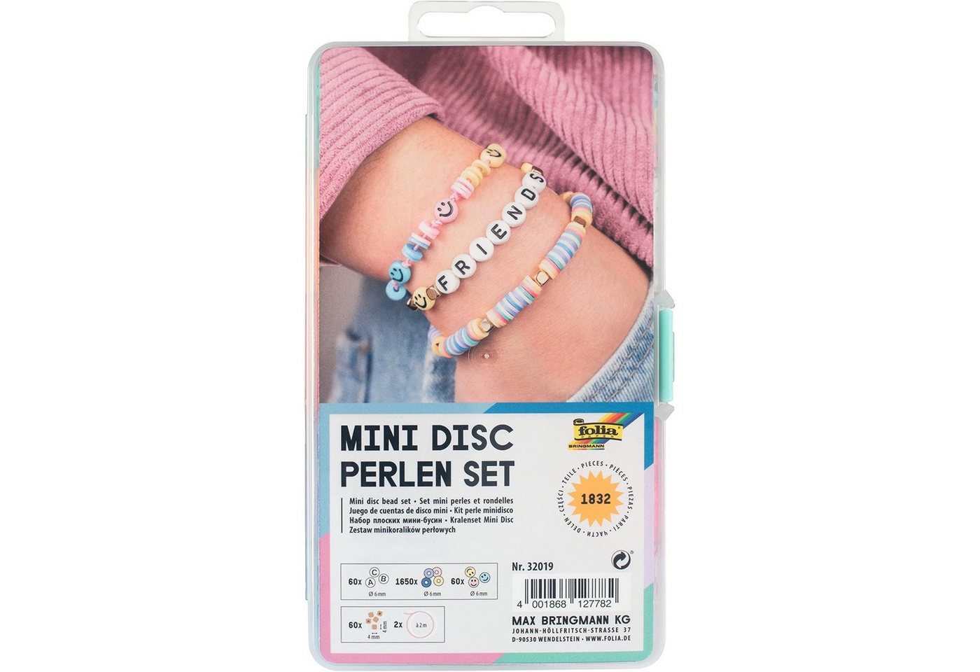Folia Bastel-Armband Mini Disc Bastelperlen Set mit Aufbewahrungsbox Armband Ketten 1.832 T