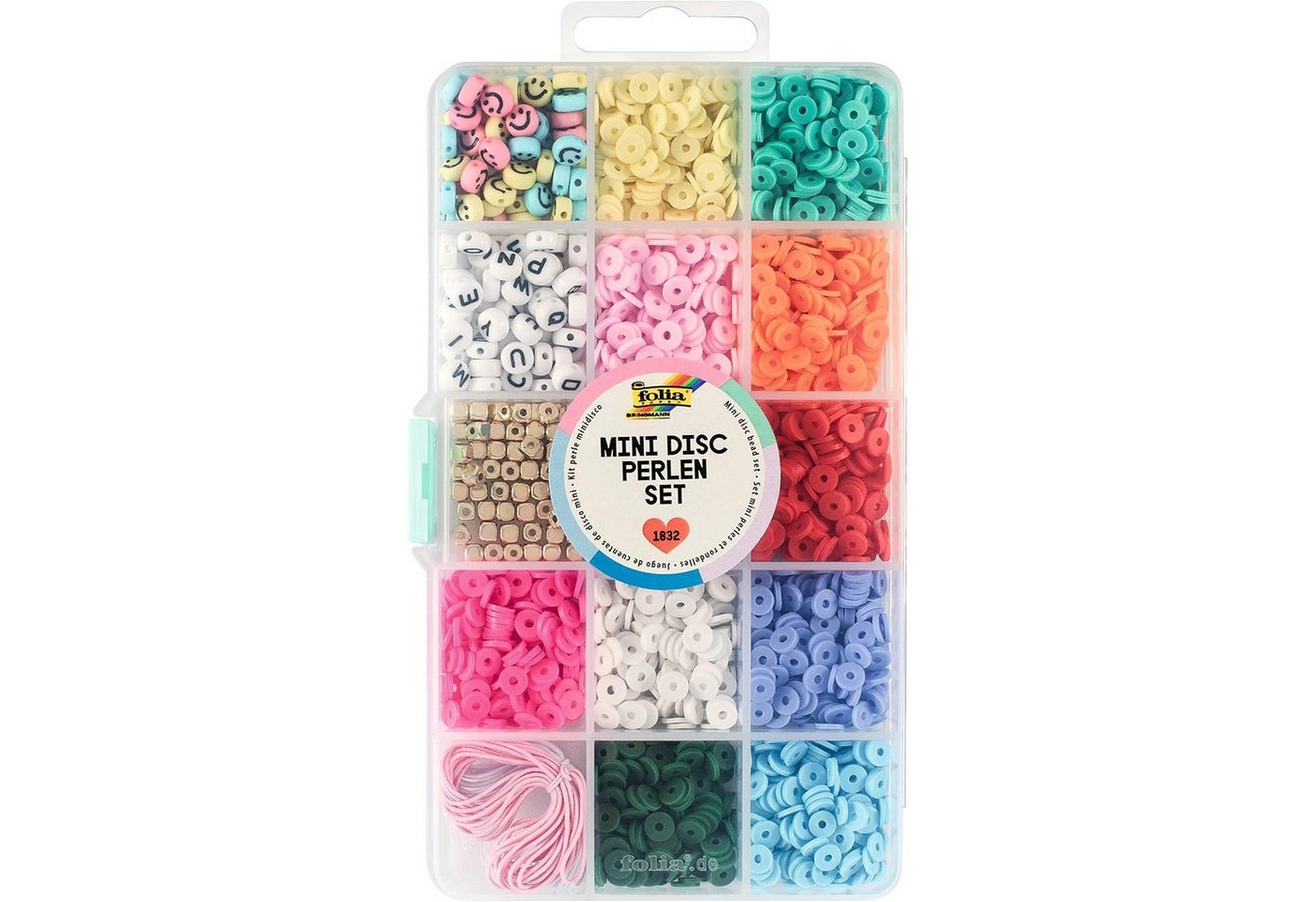 Folia Bastel-Armband Mini Disc Bastelperlen Set mit Aufbewahrungsbox Armband Ketten 1.832 T Bild 2
