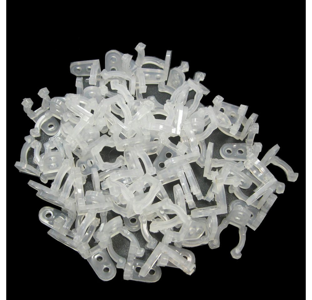 Trade-Shop LED-Lichterschlauch 50x/100x/200x Wandclips Halteclips Kabelorganisation für Innen Außen, inkl. 2,9mm Montagelöcher / Passend für 10mm bis 13mm Lichterschläuche