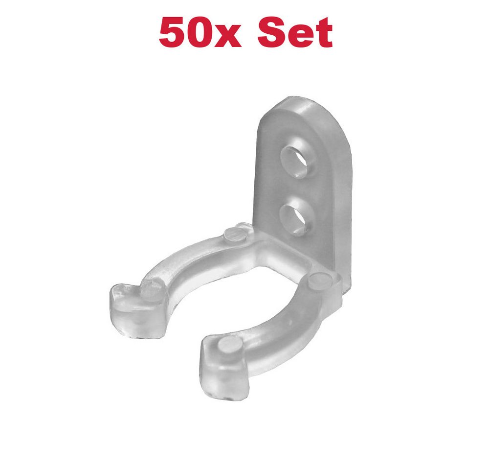Trade-Shop LED-Lichterschlauch 50x/100x/200x Wandclips Halteclips Kabelorganisation für Innen Außen, inkl. 2,9mm Montagelöcher / Passend für 10mm bis 13mm Lichterschläuche Bild 2