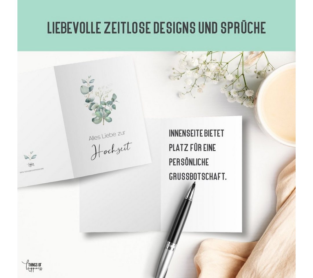 Things of Happiness Hochzeitskarte Kartenset Hochzeit, Glückwunschkarten Hochzeit