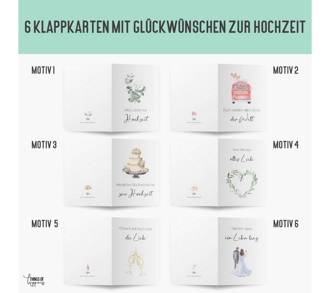 Things of Happiness Hochzeitskarte Kartenset Hochzeit, Glückwunschkarten Hochzeit Bild 2