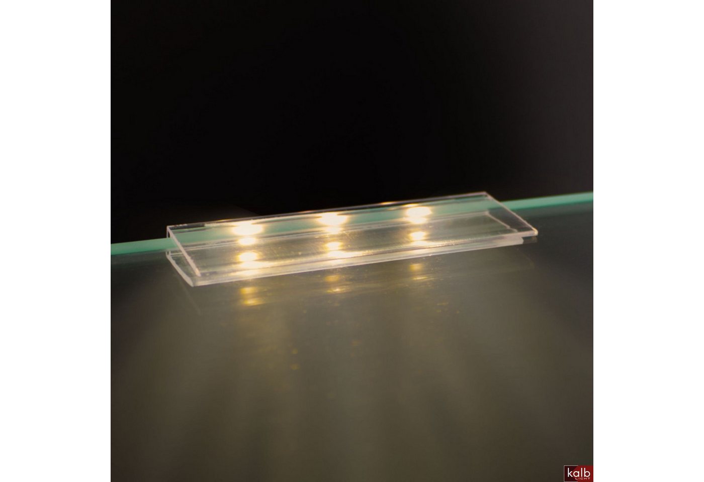 kalb LED Glaskantenbeleuchtung LED Glaskantenbeleuchtung Clip Set 3000K/5000K Transparent Plug & Play, 6er Set warmweiß Bild 4
