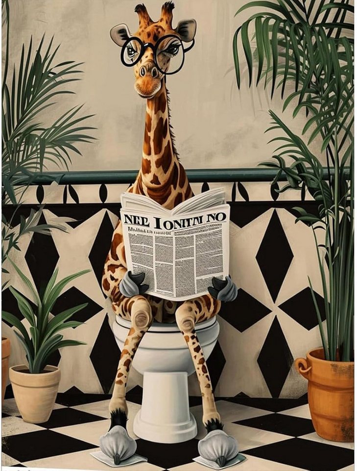 Venicce Love Kreativset Diamond Painting Bilder, Diamant Painting Malerei-Giraffe auf Toilette, (1-tlg) Bild 2