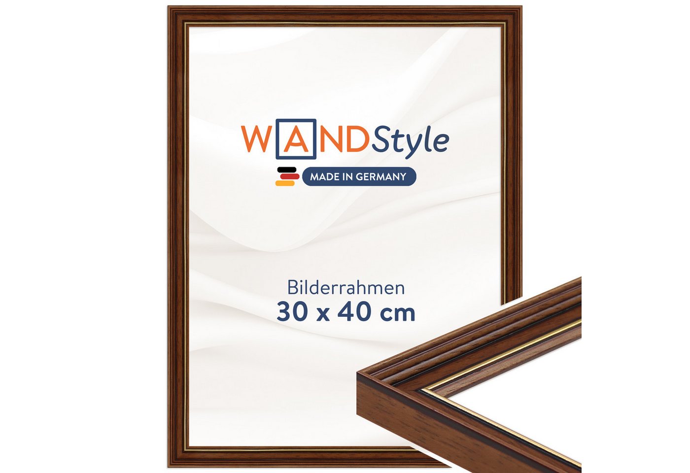 WANDStyle Bilderrahmen H182, Brauner Bilderrahmen 30x40 Holz, Vintage Bilderrahmen Braun 30x40 cm Bild 2