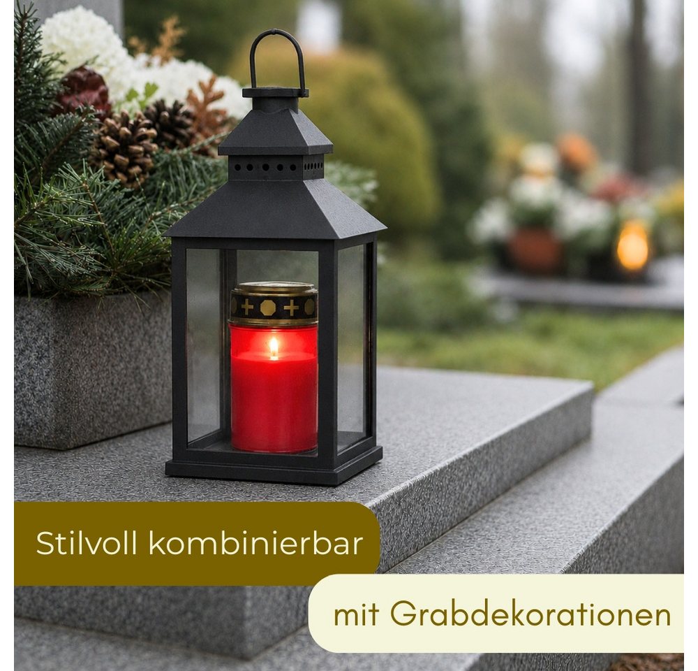 GarPet LED-Kerze 2er Grablichter LED Batteriebetrieben Set Grabkerzen LED Flackernd Rot Bild 4