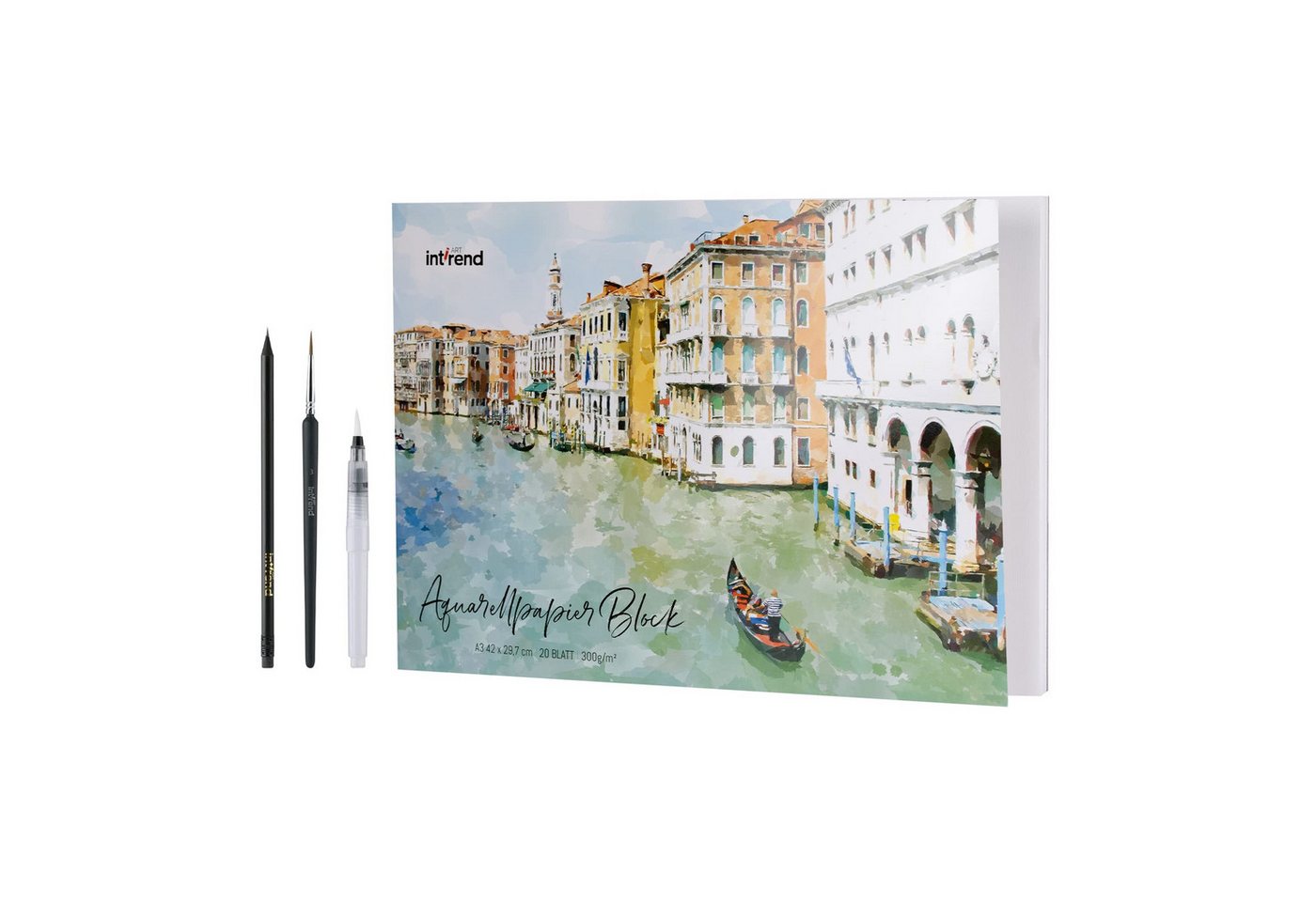 int!rend Aquarellblock int!rend Aquarellblock A3 300g 20 Blatt mit Pinsel Bild 4