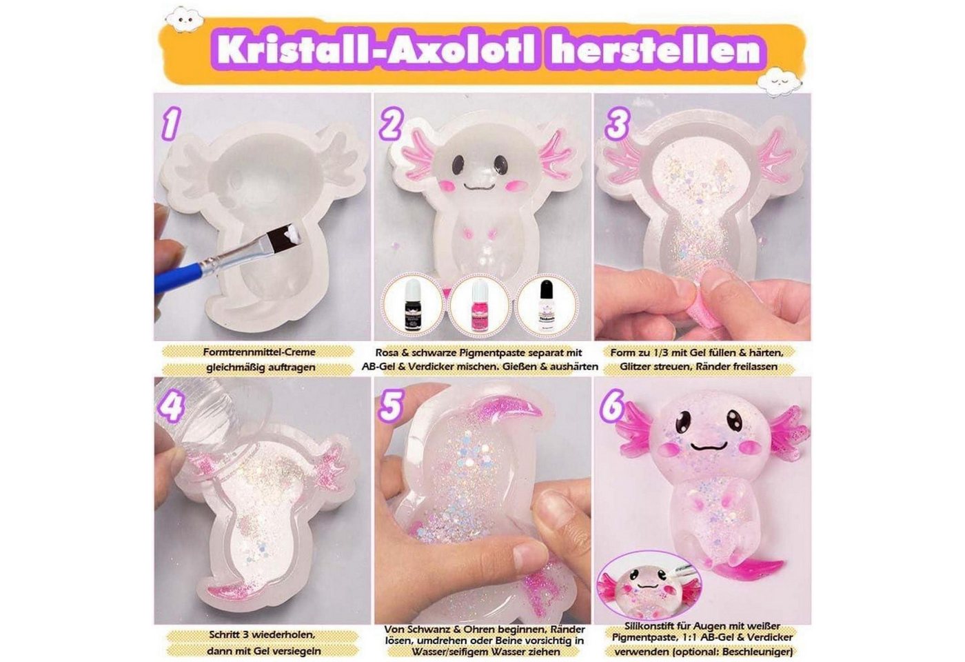 LuxusKollektion Kreativset Squishy Bastelset Axolotl Rosa DIY