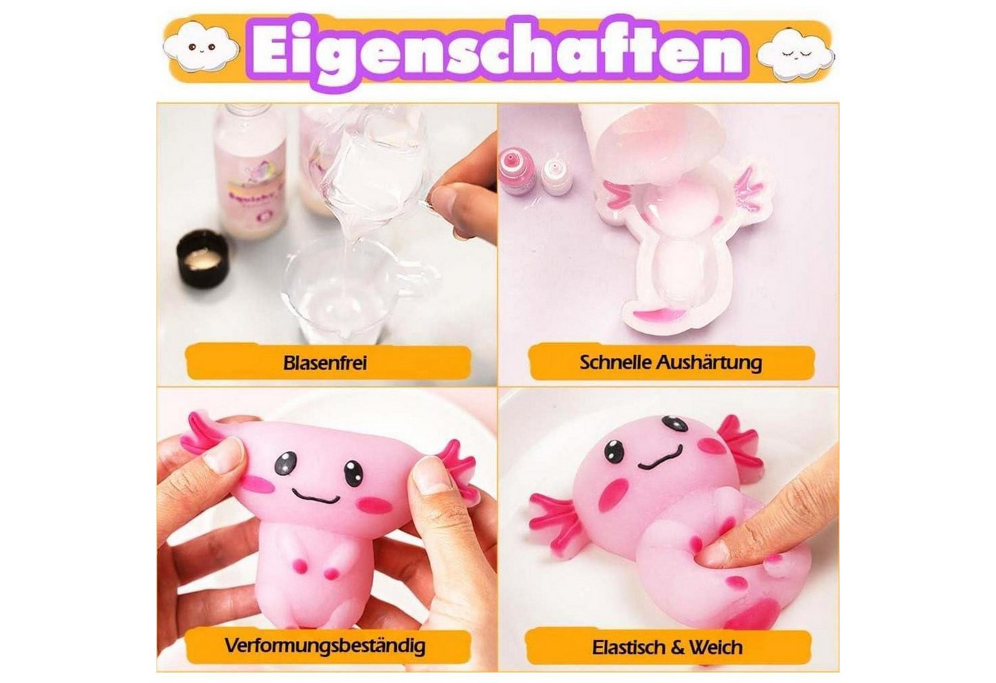 LuxusKollektion Kreativset Squishy Bastelset Axolotl Rosa DIY Bild 3