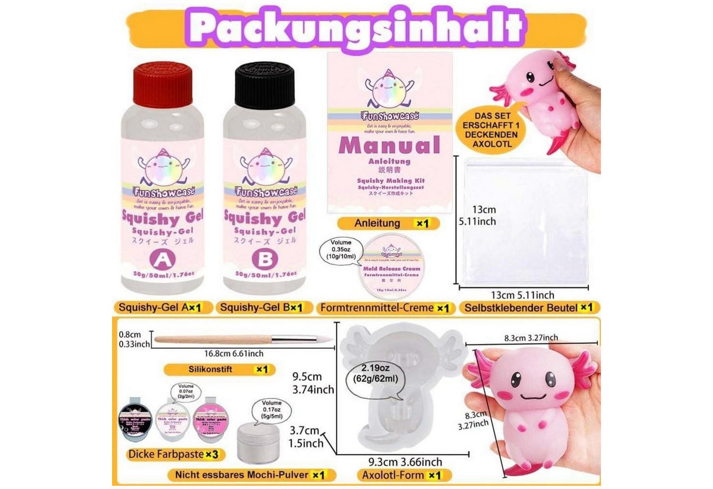 LuxusKollektion Kreativset Squishy Bastelset Axolotl Rosa DIY Bild 5