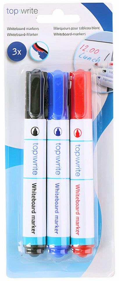 EDCO Whiteboard Marker 3x WHITEBOARD-MARKER Blau Rot Schwarz abwischbar Whiteboardmarker 62, (3-tlg), Boardmarker Tafelschreiber Tafel Board Stift Bild 2