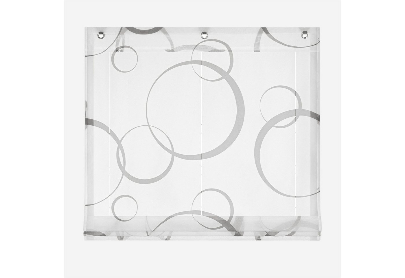Joyswahl Raffrollo Kreismuster im modernen Stil, mit Hakenaufhängung, Gardinenstange, Freihängend für Küche, Wohnzimmer und Esszimmer, Transparentes Voile mit großen und kleinen Ringmustern Bild 5