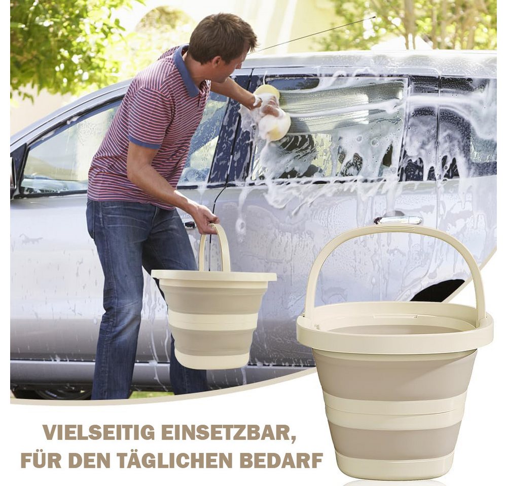 AFKSMILE Falteimer Faltbarer Eimer, Putzeimer Faltbar mit Tragegriff,Sandburg Strandeimer, Robust, Platzsparend, Tragbare, Für Reinigung, Camping, Angeln, Reisen