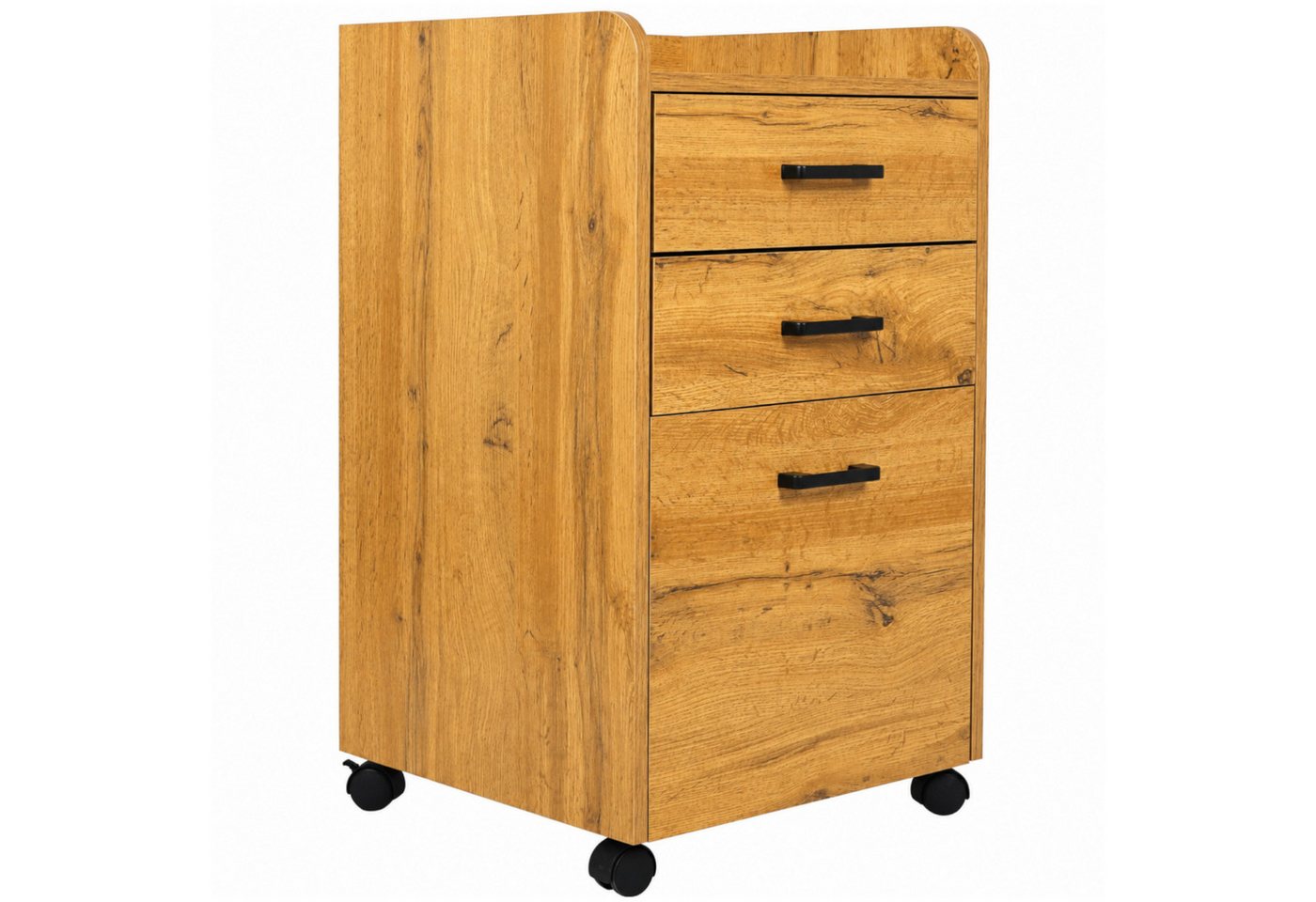 BEGRYF Rollcontainer Eichefarben 40 x 42 x 72 cm, mit 3 Schubladen, auf Rollen Bild 4