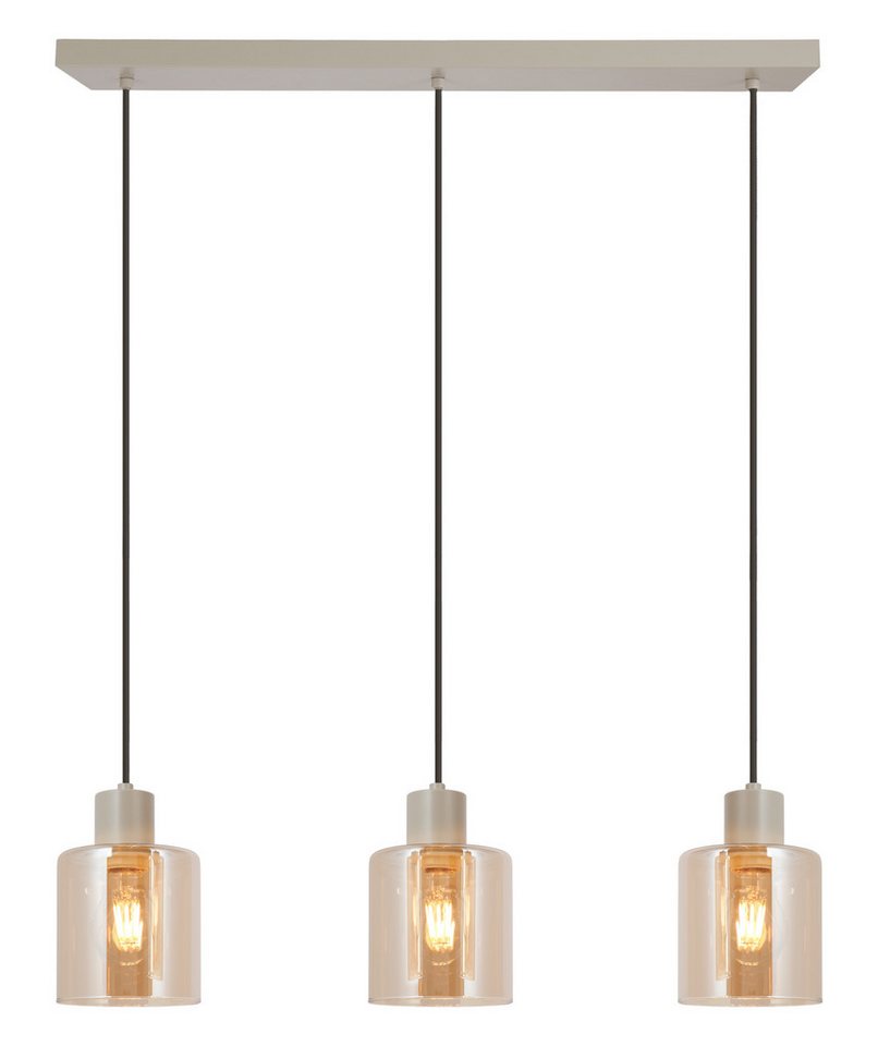 Lightbox Pendelleuchte, ohne Leuchtmittel, 72 x 12,5 x 120 cm, 3x E27 Fassung, Metall/Glas, beige/bernsteinfarben Bild 4