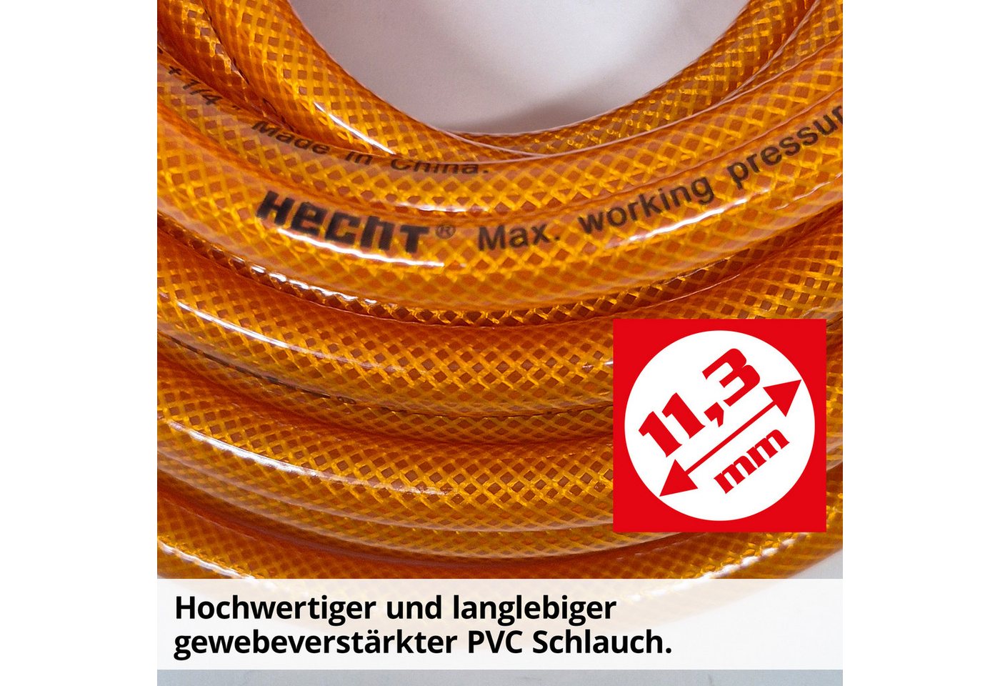 Hecht Druckluftschlauch 002075A Druckluftschlauch 10 m Kompressor, gewebeverstärkt EURO-Kupplung Bild 3