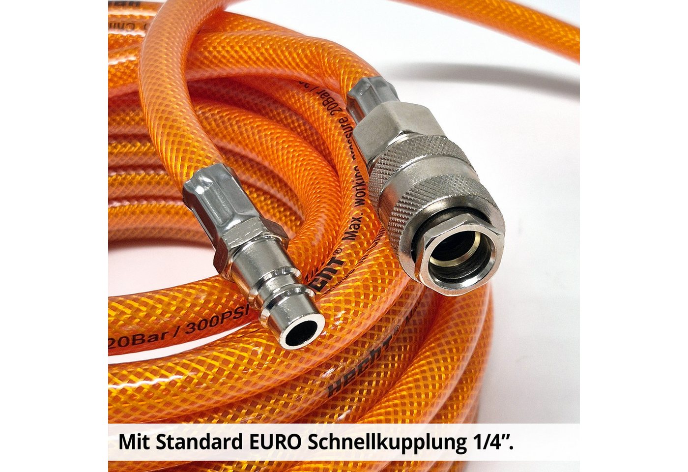 Hecht Druckluftschlauch 002075A Druckluftschlauch 10 m Kompressor, gewebeverstärkt EURO-Kupplung Bild 5