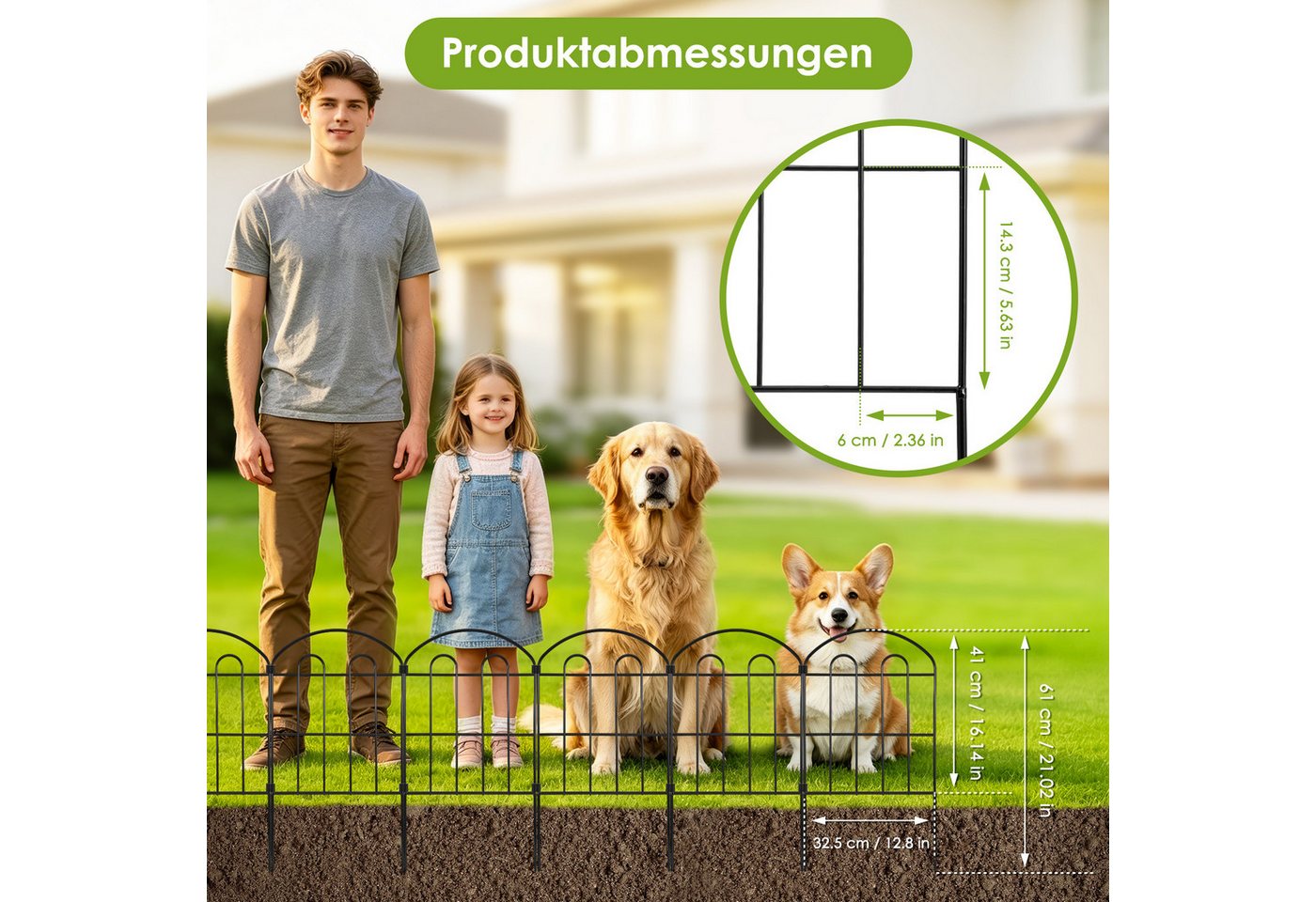 LEMLIT Gartenzaun 10 Stück Dekorativer Gartenzaun aus Metall,grabungsfreier Steckzaun, (10 Stück, 10-St., Rostfeste Metall-Tierbarriere), Wetterfest, für den Außenbereich, Beeteinfassung