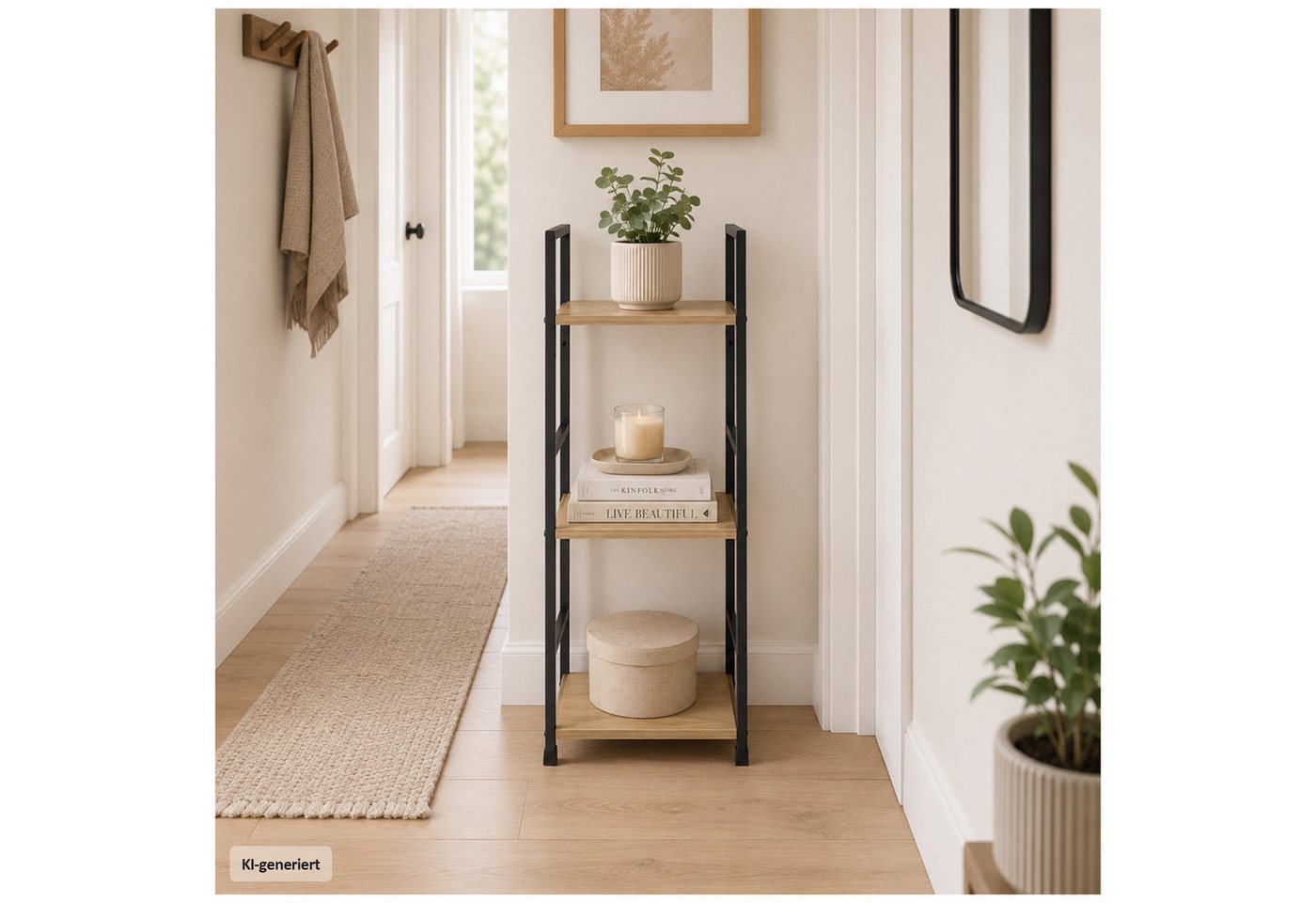 HTI-Living Standregal Elio mit 3 Ablagen, Stahlgestell, MDF-Böden in Artisaneiche, 1 Stück 1-tlg., Industrie Design mit drei praktischen Ablageflächen Bild 5