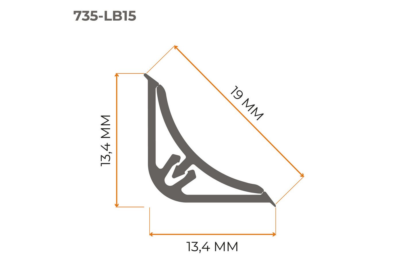 Quest Abschlussleiste für Arbeitsplatten 13,4 x 13,4 mm, 300 cm, zweiteilig, Schrauben/Nägel, Montagekleber oder doppelseitiges Klebeband, PVC 13,4 x 13,4 mm, 1-St., zweiteilig, wasserfest, UV-beständig, 300 cm Bild 3